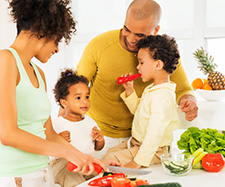 Child eating red pepper